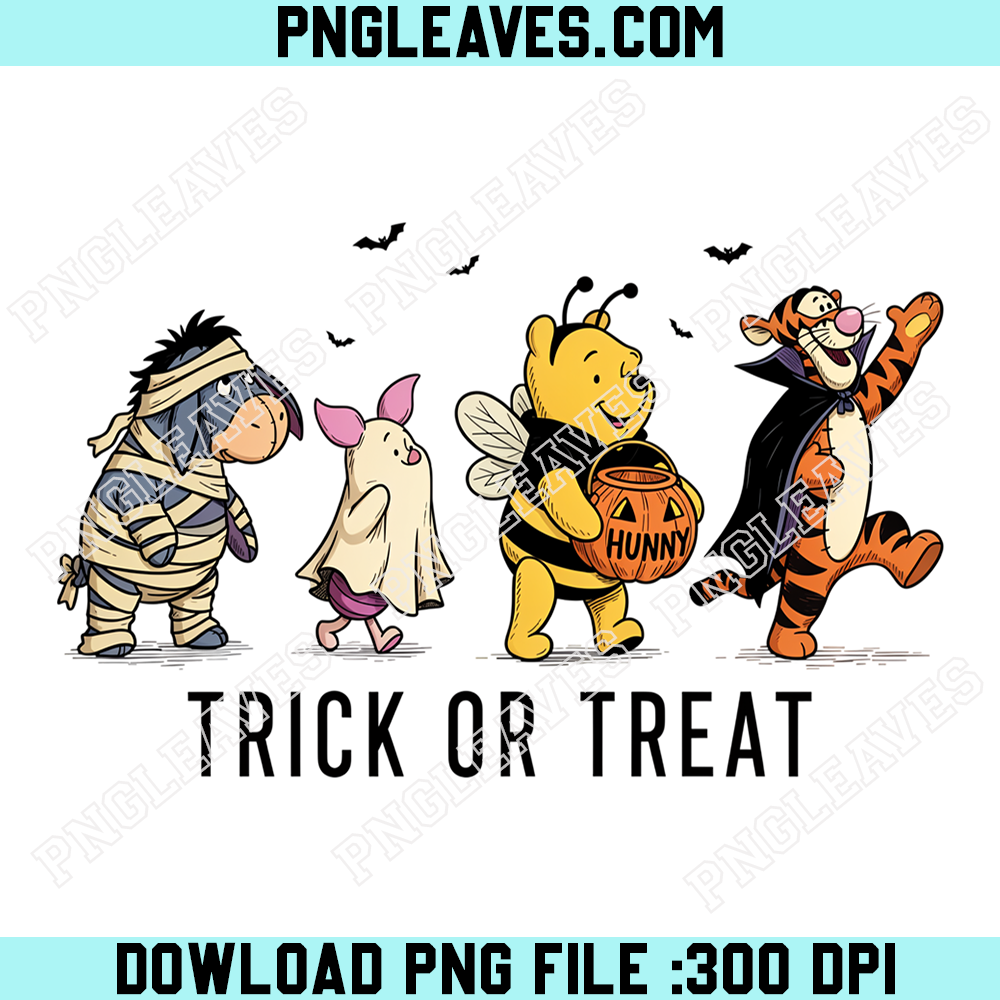 Winnie Pooh Friends Trick Or Treat PNG, Cute Hundred Acre Halloween Costume Design