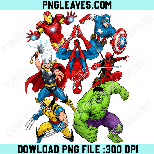 Marvel Avengers Action Heroes PNG, Epic Superhero Team Comic Design