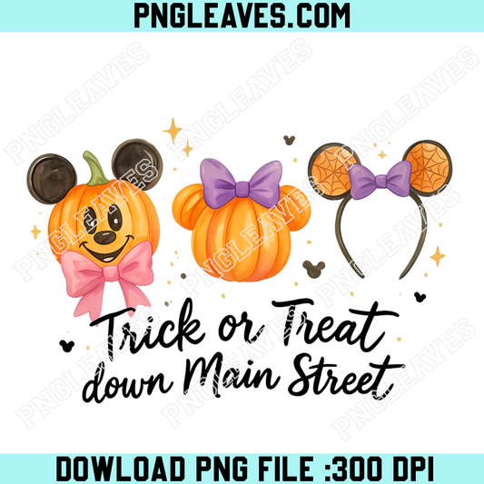 Mickey Pumpkin Halloween Main Street PNG, Cute Mouse Ears Trick Or Treat Design