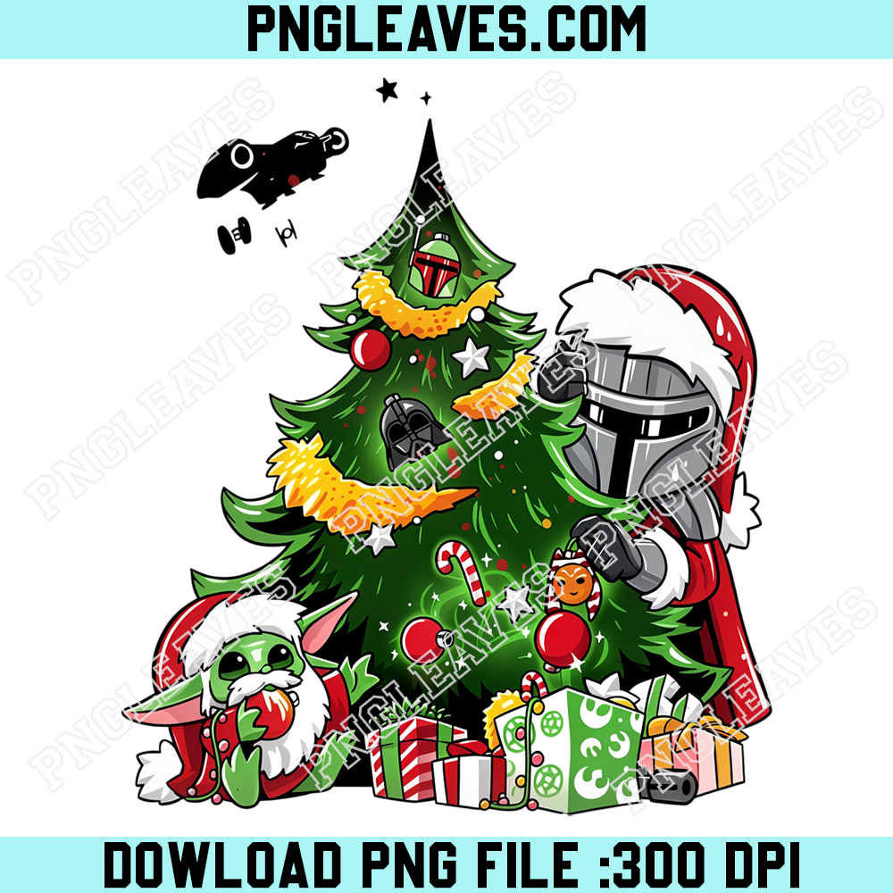 Grogu Mandalorian Christmas Tree PNG, Galactic Holiday Gifts Character Design