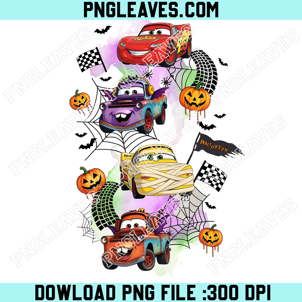 Disney Cars Halloween Vertical Stack PNG, Lightning McQueen Mater Mummy Racer Artwork