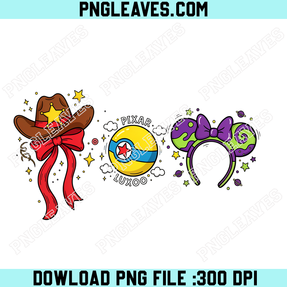 Toy Story Inspired Character Ears PNG, Woody Buzz Alien Theme Mouse Ears Design