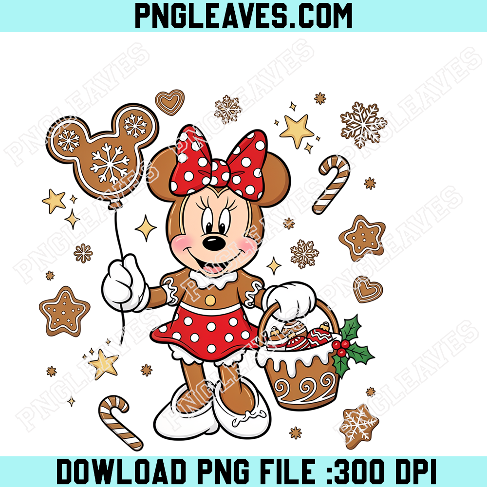 Minnie Gingerbread Christmas PNG, Sweet Holiday Cookies and Candy Cane Design