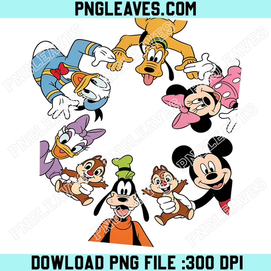 Mickey Friends Circle PNG, Classic Cartoon Character Friendship Design