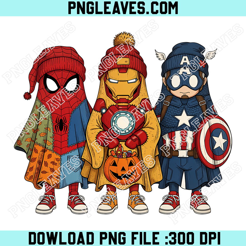 Marvel Heroes Halloween Kids PNG, Cute Superhero Trick Or Treat Costume Design