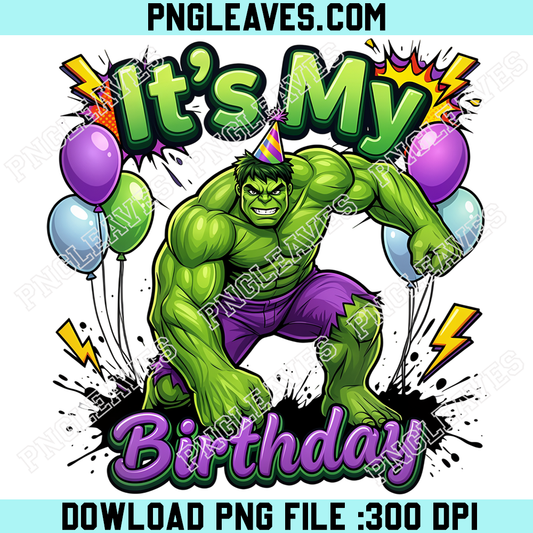 Hulk Birthday Party PNG, Green Superhero Balloons Celebration Design