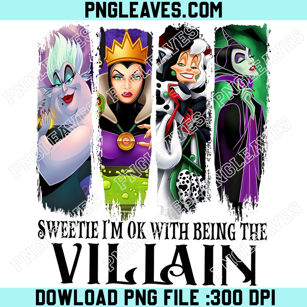 Disney Villains Halloween Portrait Collection PNG, Ursula Evil Queen Cruella Maleficent Spooky Graphic