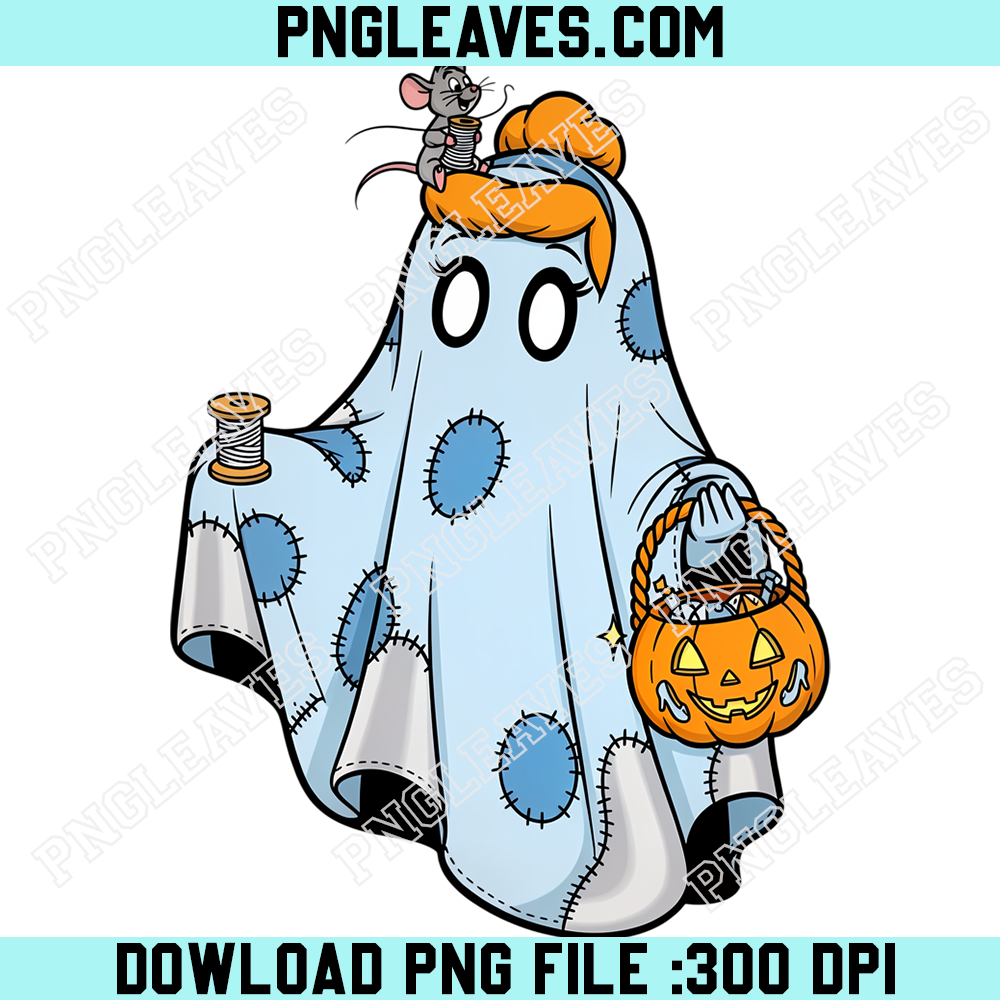 Cinderella Halloween Ghost Costume PNG, Gus Mouse Pumpkin Trick Or Treat Design