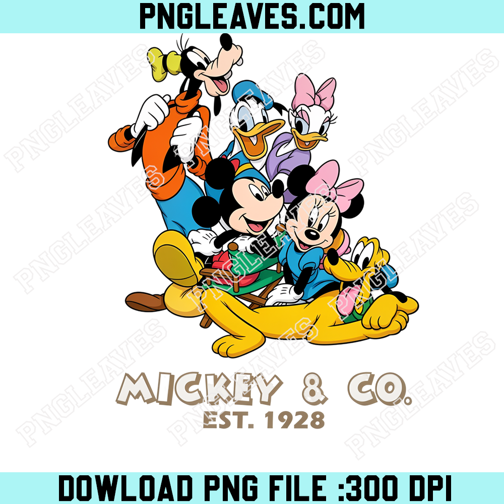Mickey And Friends Classic Group PNG, Disney Friends Mickey And Co Retro Cartoon Design