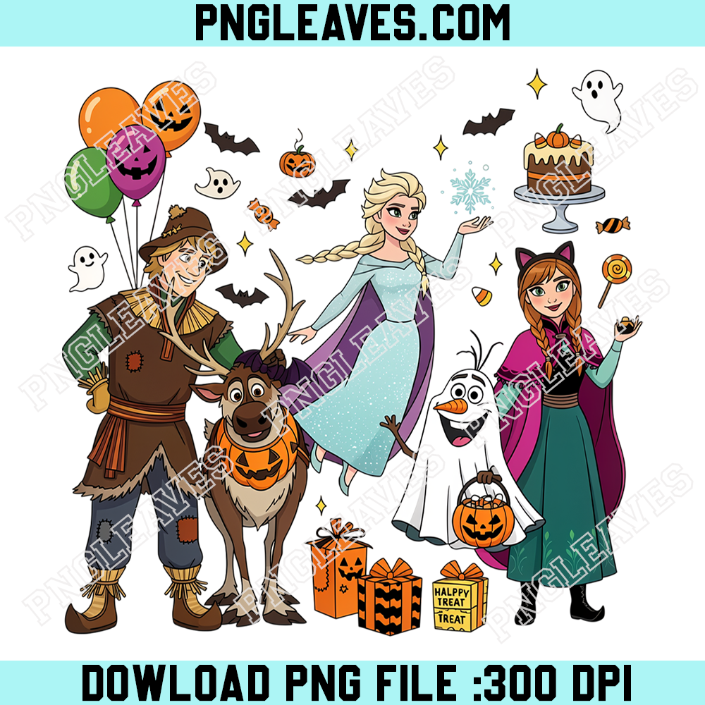 Frozen Friends Halloween Costume PNG, Elsa Anna Olaf Sven Trick Or Treat Design