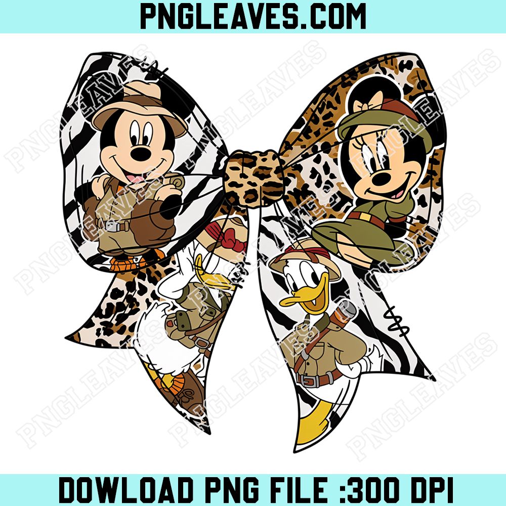 Donald Duck Safari Bow PNG, Animal Print Disney Friends Adventure Design