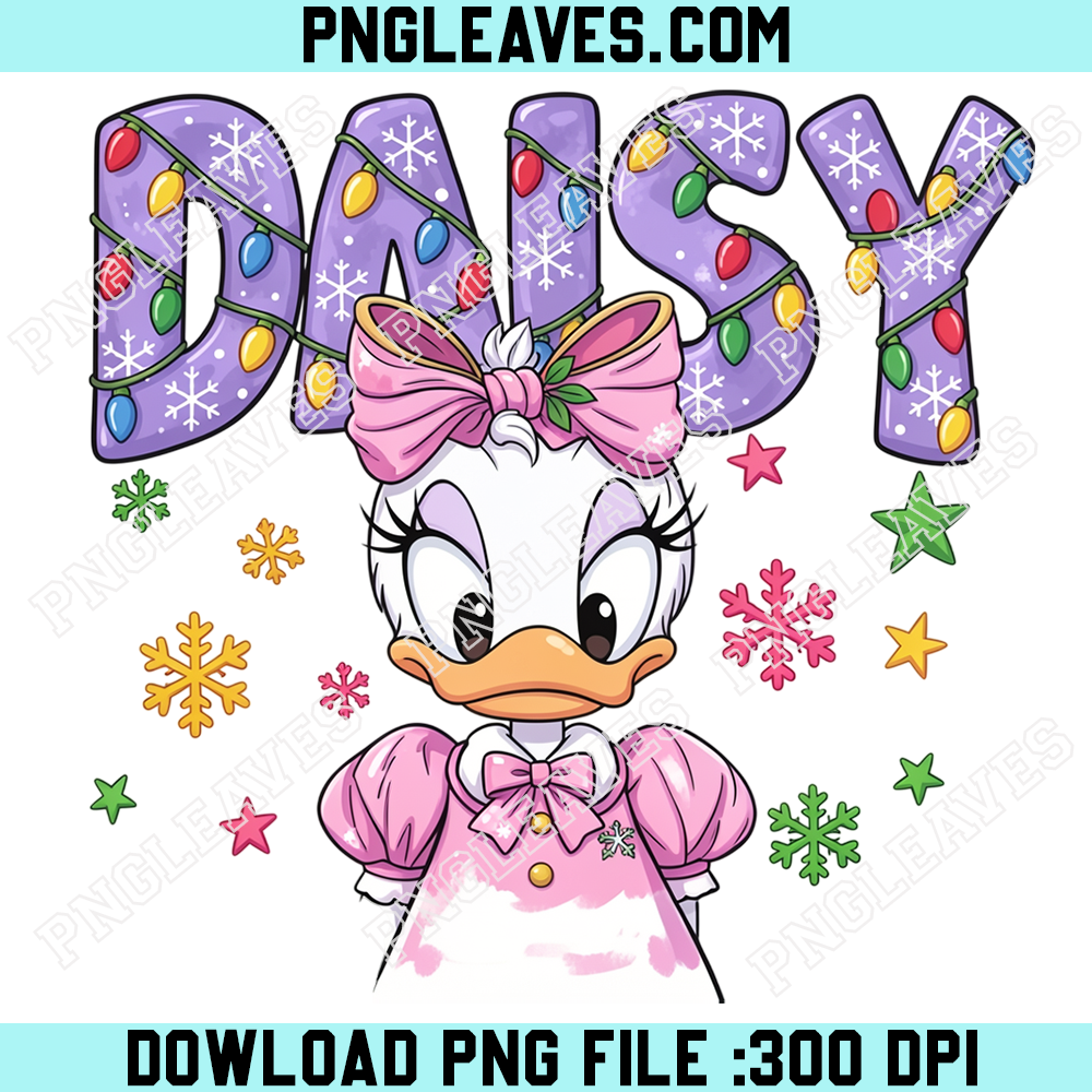 Daisy Duck Purple Christmas Name PNG, Cute Pink Bow Daisy Holiday PNG