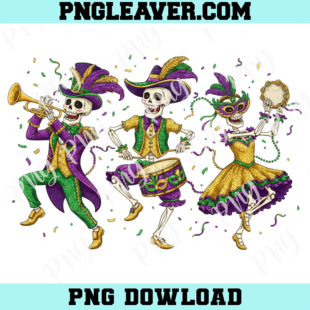 Dancing Skeleton Mardi Gras PNG, Skeletons Mardi Gras Png, Funny Carnival Skeleton Png