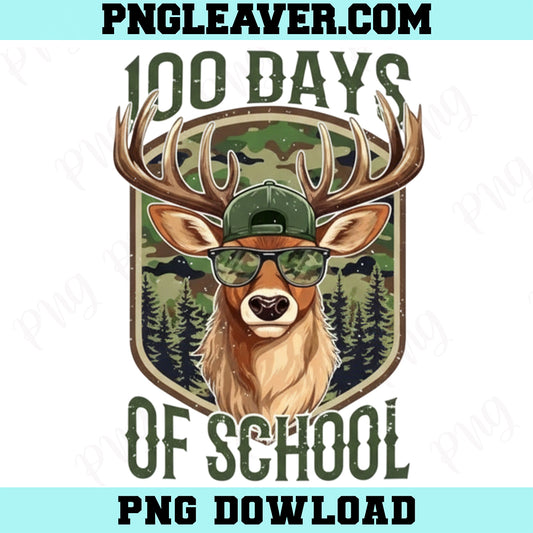 Deer 100 Days of School Png, Student Boys Teacher 100th Day Png