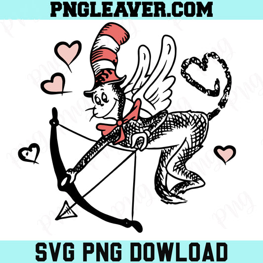 Dr Seuss Cupid Svg Png, Valentines Day Dr Seuss Cat In The Hat Svg