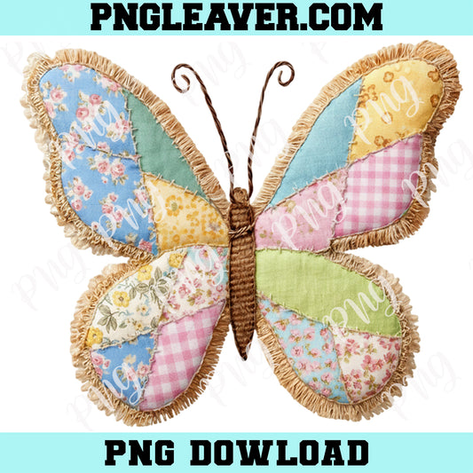 Easter Butterfly Patchwork Png, Spring Patchwork Png, Butterfly Png, Boho Easter Png