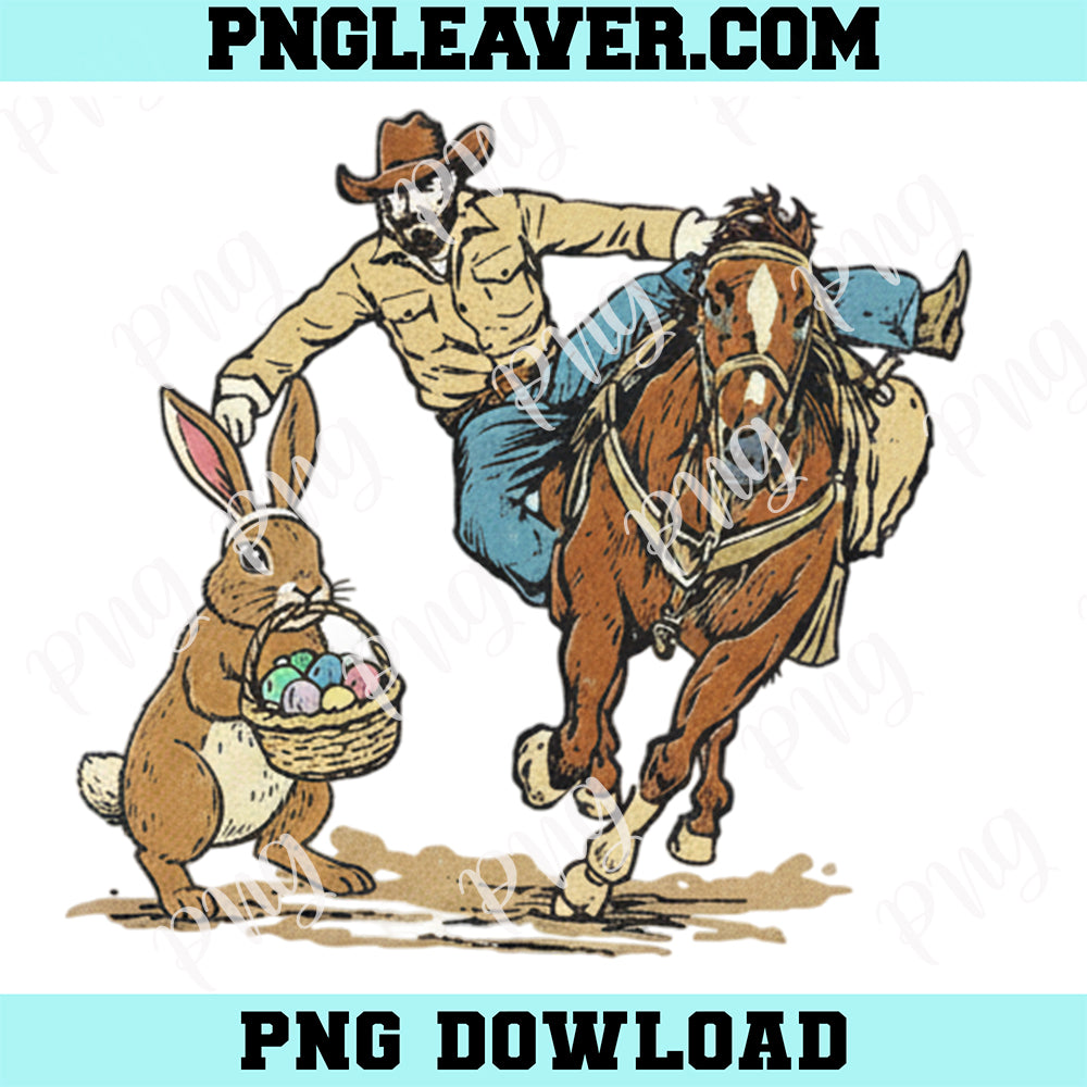 Cowboy Easter With Bunny Basket Western Spring Png, Cowboy Easter Png