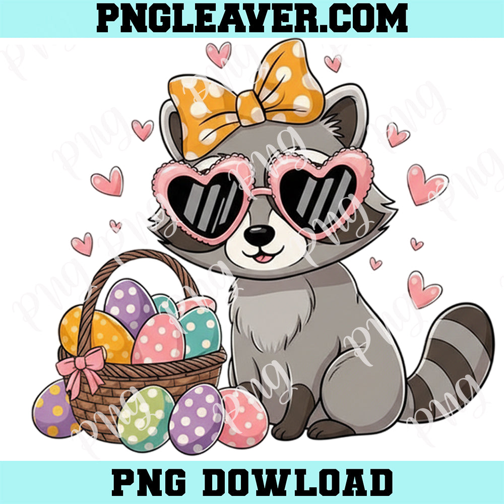 Easter Day Racoon Png, Cute Racoon Easter Png, Retro Easter Png