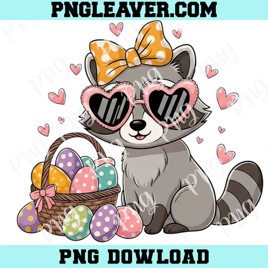 Easter Day Racoon Png, Cute Racoon Easter Png, Retro Easter Png