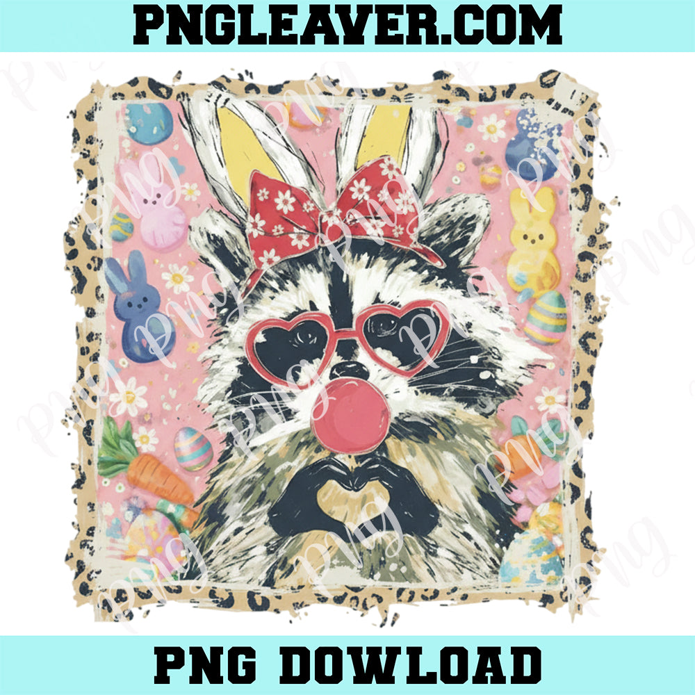 Funny Spring Raccoon Watercolor Design Png, Trendy Easter Png