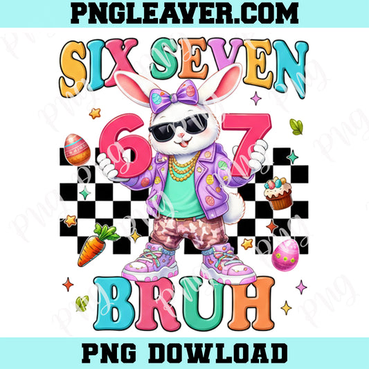 Bunny Gangster Easter Six Seven Bruh PNG, 67 Bunny Dabbing Png, Funny Kids Easter Png