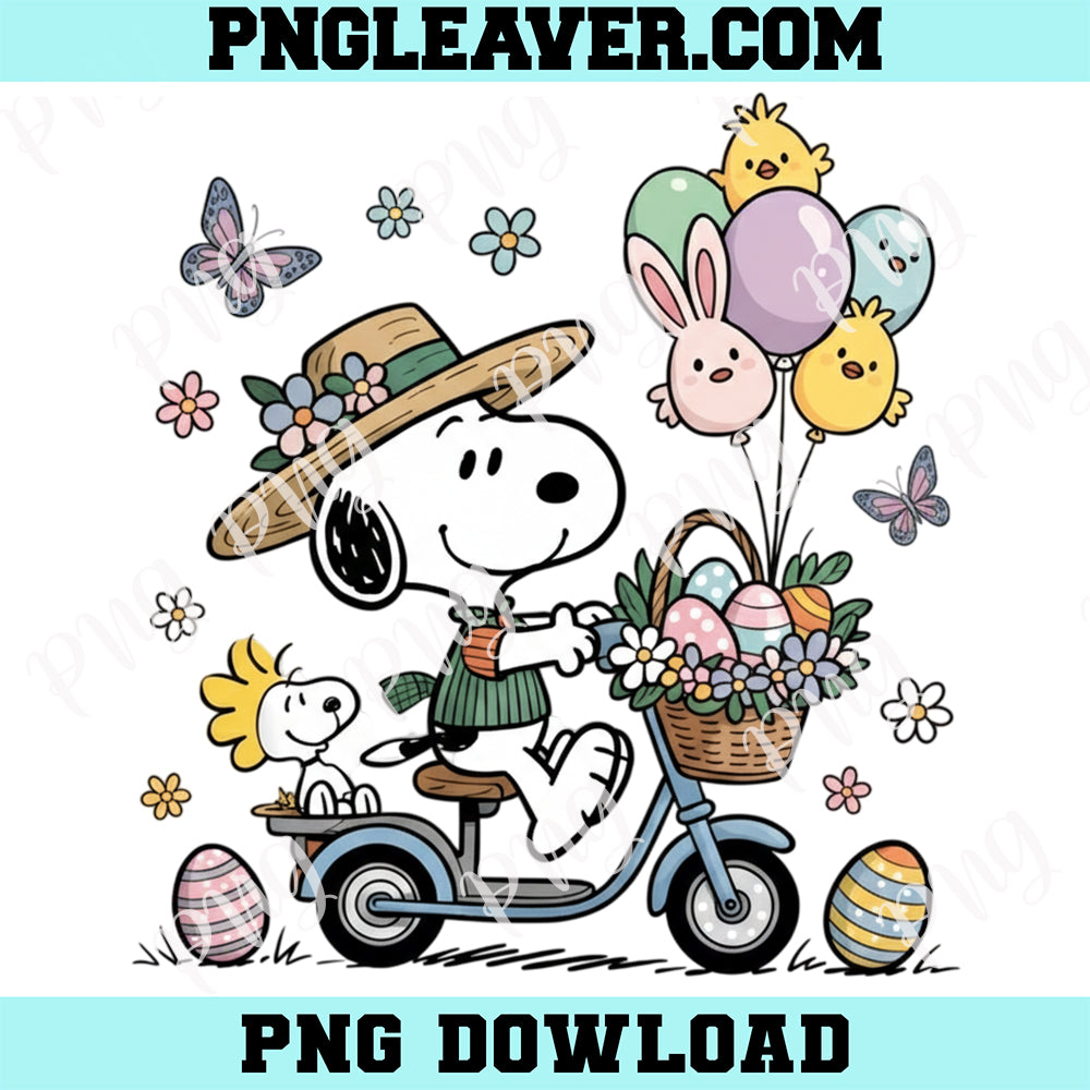 Easter Snoopy Drive A Bicycle Png, Cartoon Easter Bunny Png