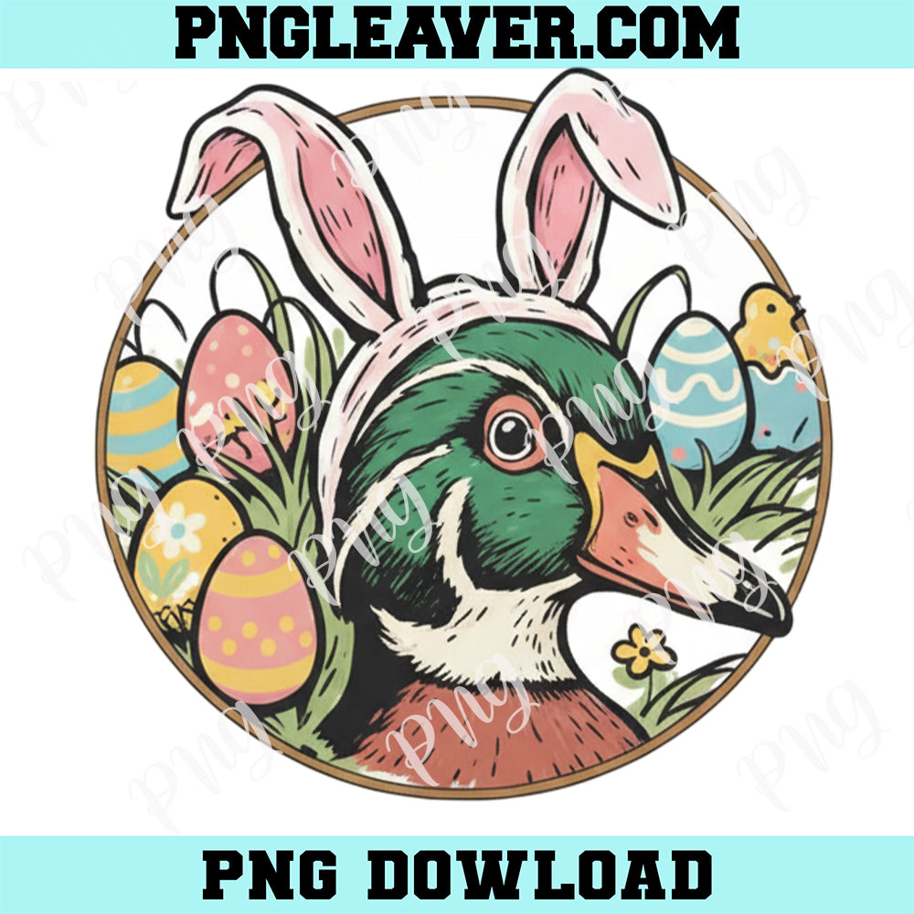 Easter Wood Duck Cute Png, Waterfowl Drake Bunny Ears Png