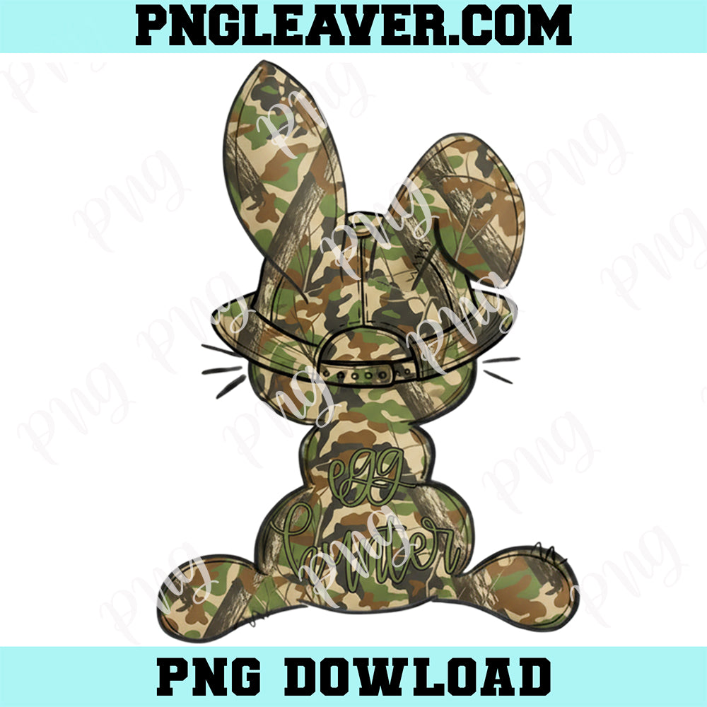 Egg Hunter Bunny PNG, Camo Easter Bunny Png, Boy Bunny With Backwards Hat Shirt Png