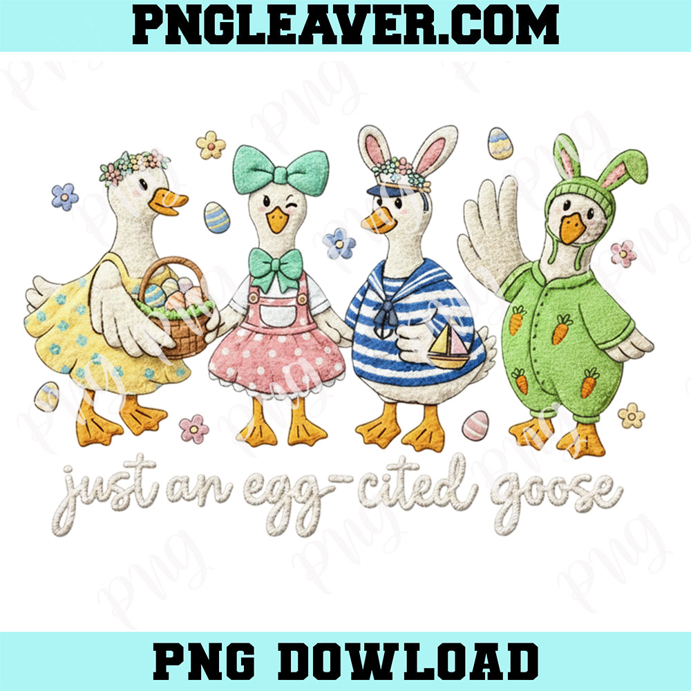 Faux Chenille Just An Egg Cited Goose Png, Preppy Easter png, Faux Chenille Easter Png