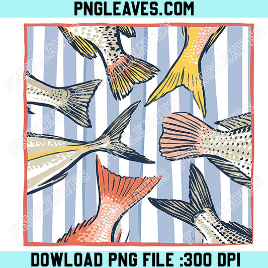 Fishing Vitage Png, Fish Tail Pattern PNG, Coastal Stripe Design Png