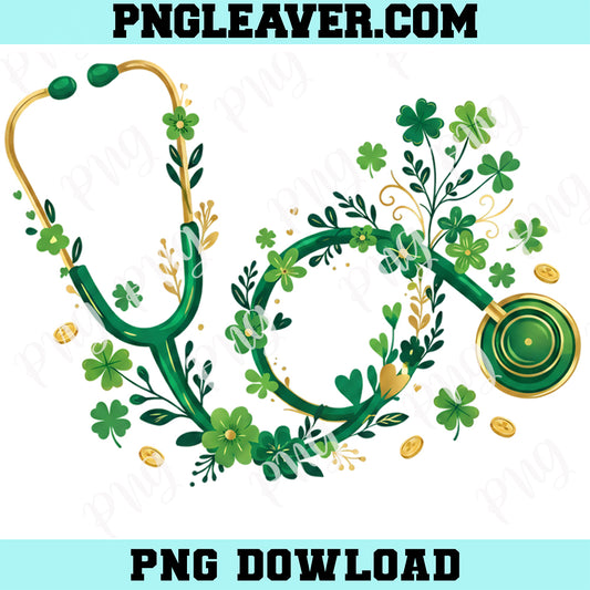 Floral Nurse Stethoscope St Patrick's Day PNG, St Patricks Nurse Png
