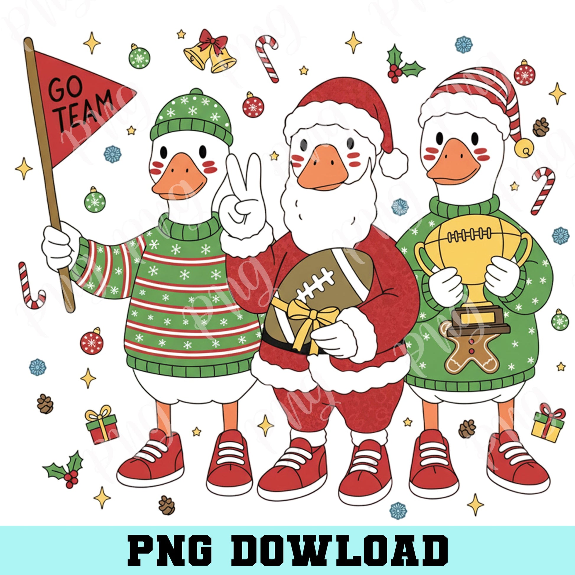 Football Goose Chrismas Hello Png, Trendy Christmas Geese Football Png, Christmas Goose Football Mama Retro Png