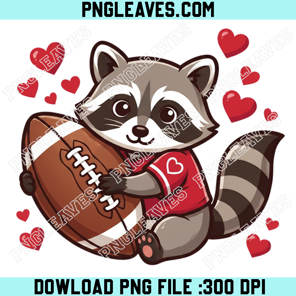 Football Raccoon Sports Heart Png, Funny Trash Panda Png, American Football Heart Png
