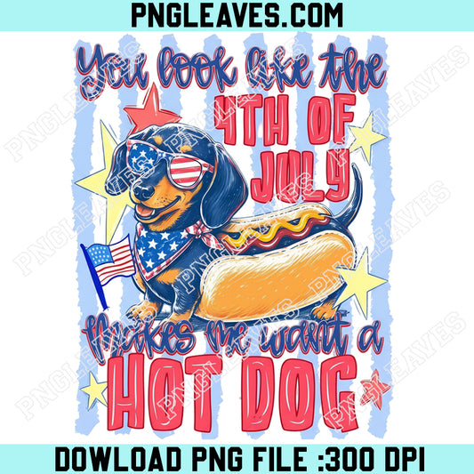 Funny 4th of July Hotdog Dog PNG, Dachshund Patriotic Design Png, Red White Blue Png