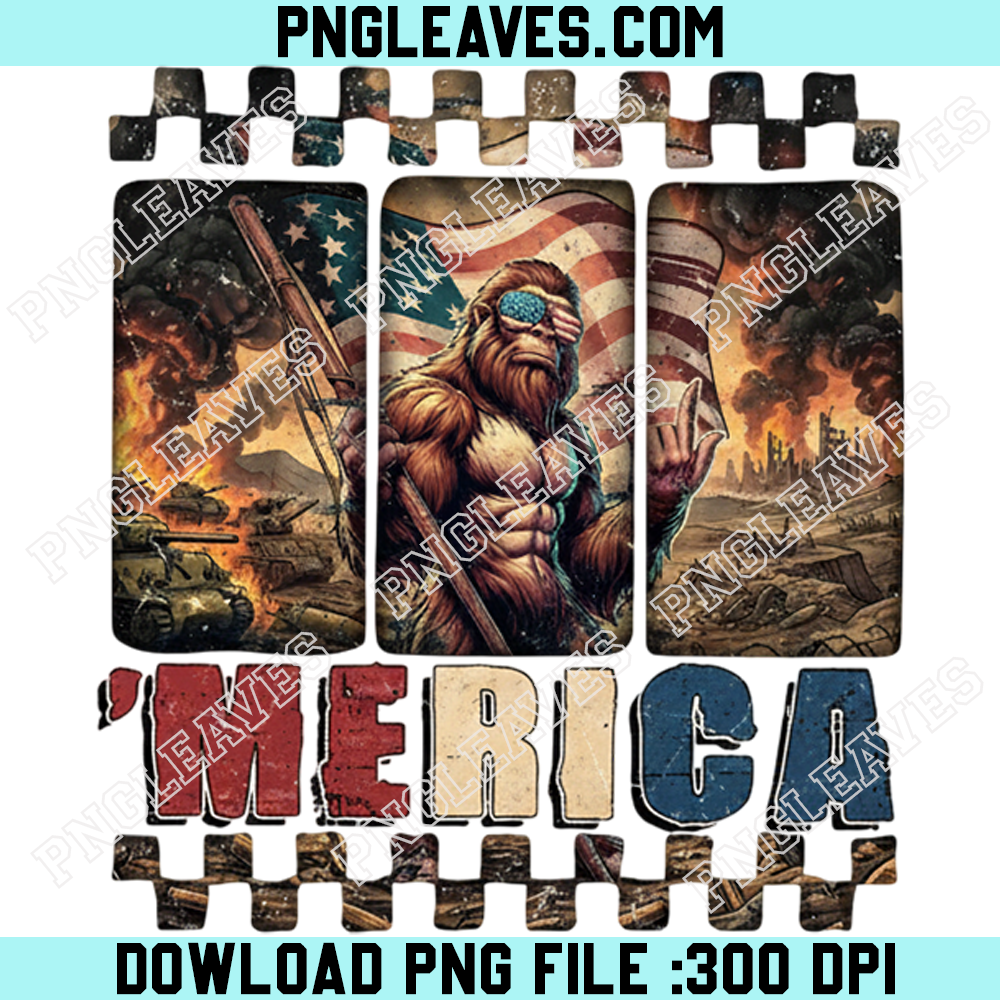 Funny Bigfoot 4th of July PNG, Patriotic Sasquatch Png, Red White Blue USA Png