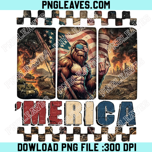 Funny Bigfoot 4th of July PNG, Patriotic Sasquatch Png, Red White Blue USA Png