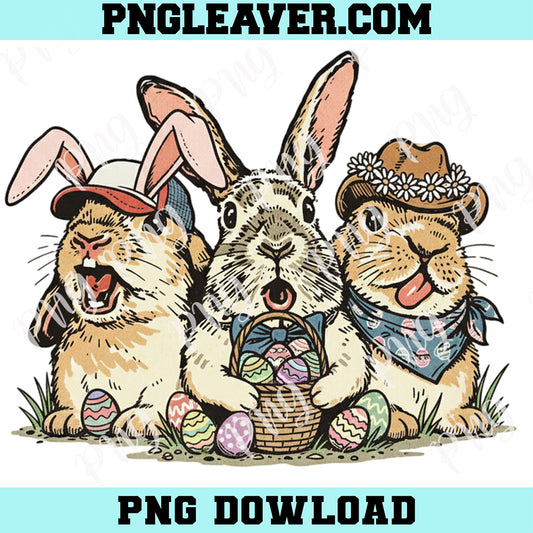 Funny Easter Bunny Trio Png, Baby Bunny Easter Baby Png