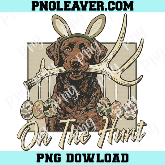 On The Hunt Funny Easter Dog Png, Bunny Ears Retriever Png