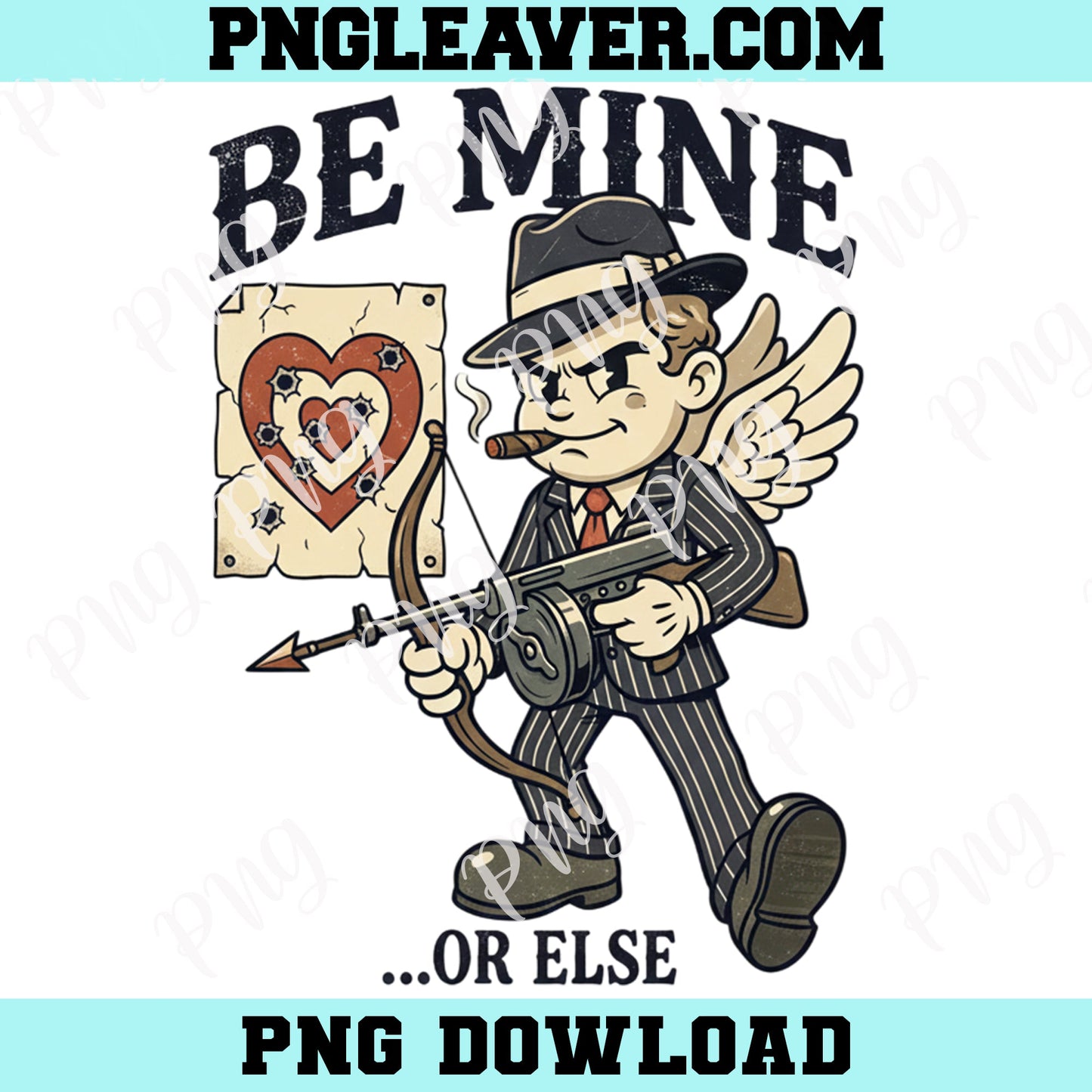 Funny Gangster Cupid PNG, Retro Mobster Valentine Sublimation, Gangster Anti Valentine Png