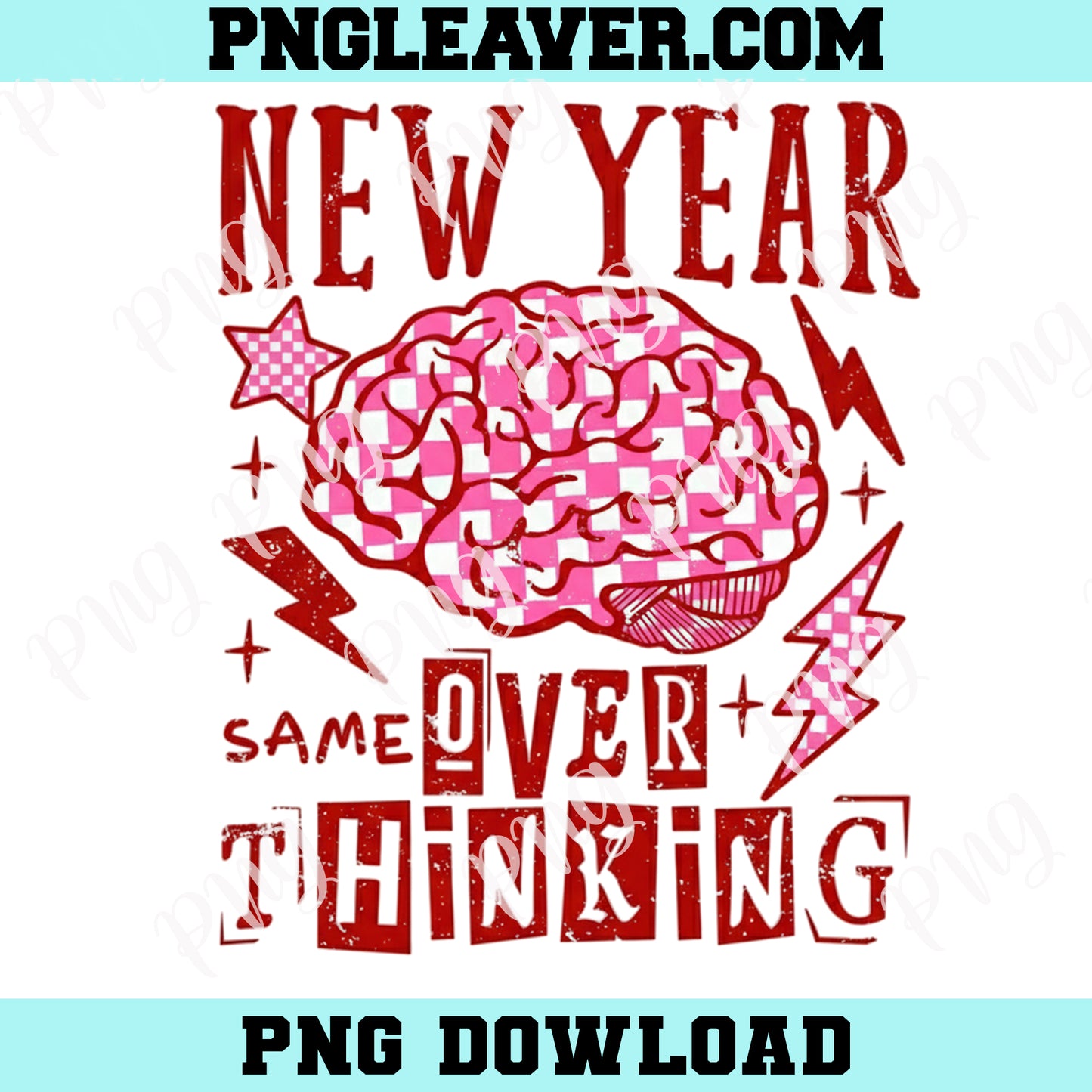 Funny Overthinking PNG, New Year 2026 Retro Grunge Sublimation Design