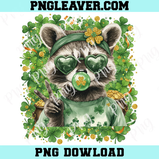 Funny Raccoon Hello St Patrick's Day Png, Retro St Patricks Day PNG