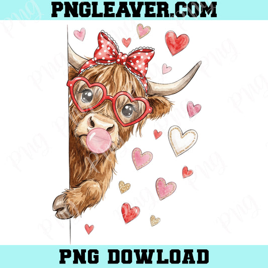 Valentine Highland Cow Cute PNG, Valentine Coquette Png, Valentine's Howdy Valentine Png,