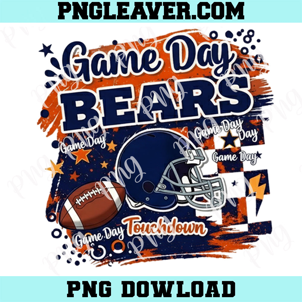 Bear Game Day Touchdown Png, Game Day Bears Retro Png, Chicago Football Bear PNG