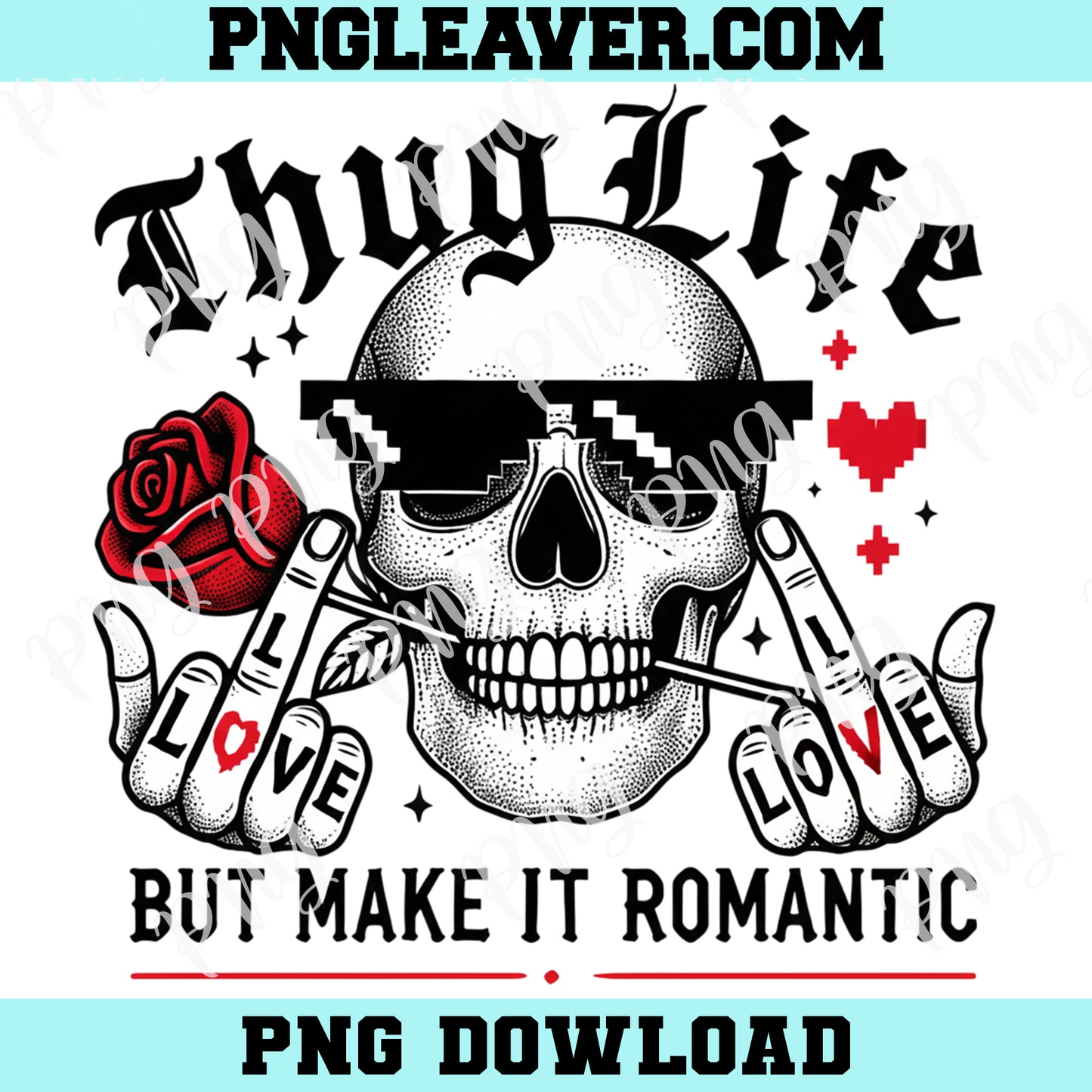 Gangster Love Skull Png, Dark Valentine Anti Valentine Street Png