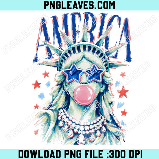 Liberty Blowing Bubble Png, Preppy Brushstroke Statue Png, USA Png, America 4th July Png
