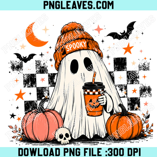 Ghost Coffee Halloween PNG, Spooky Season PNG Design, Halloween Ghost Pumpkin PNG