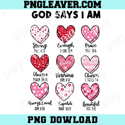 God Says I Am Valentine Png, Christian Bible Verse Png, Love Png