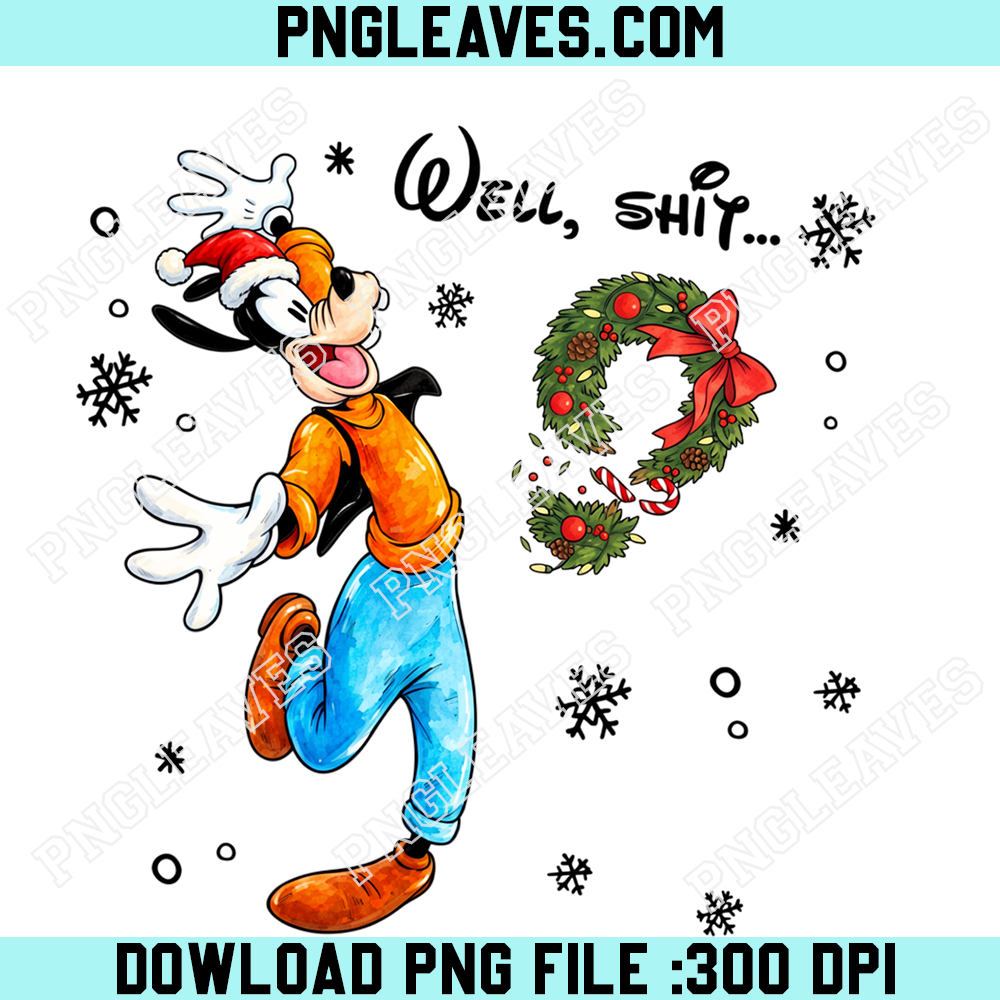 Goofy Christmas Surprise Reaction PNG, Disney Funny Holiday Wreath PNG