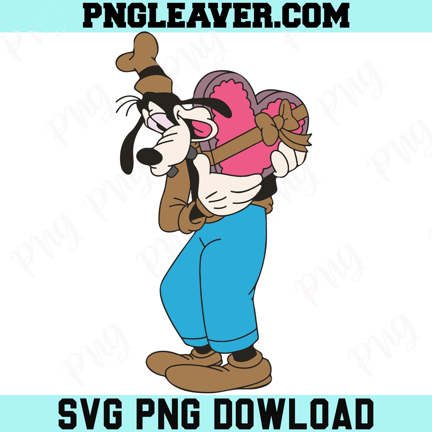 Goofy Hugs Gift Box Heart Png Svg, Valentines Goofy Svg, Goofy Heart Svg