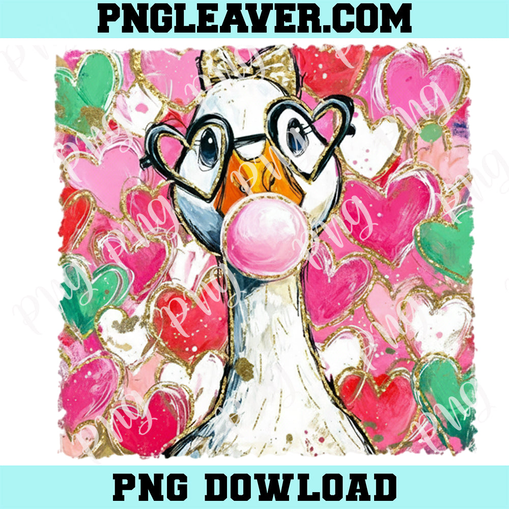 Cute Goose Lover Png, Heart Silly Goose Png, Glitter Coquette Valentine Png, Cute Animal Design Png